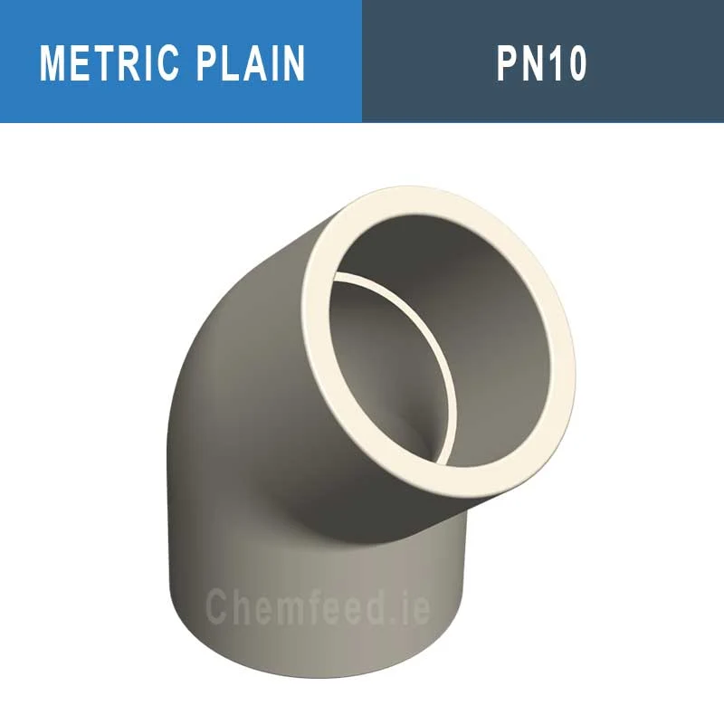 45° BEND LONG SPIGOT D. 180 PP PN10
